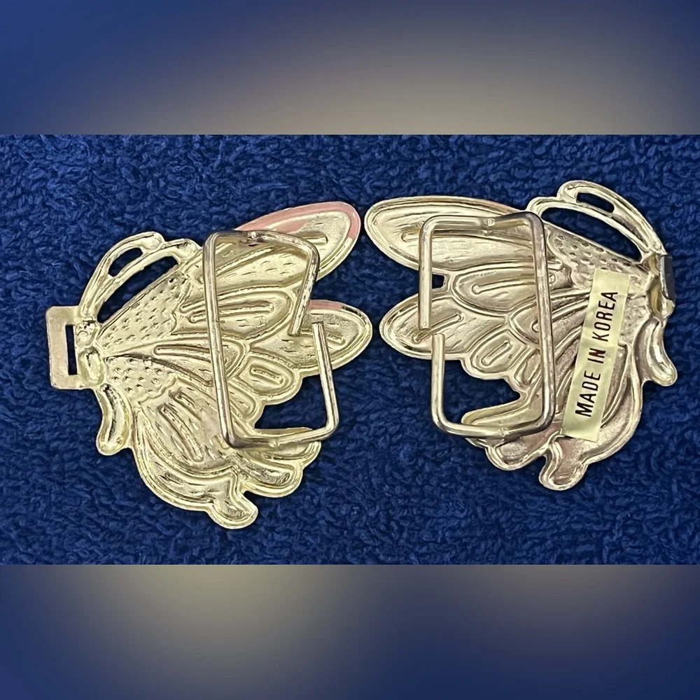 Vintage‎ Enamel Metal Butterfly Belt Buckles Lot.